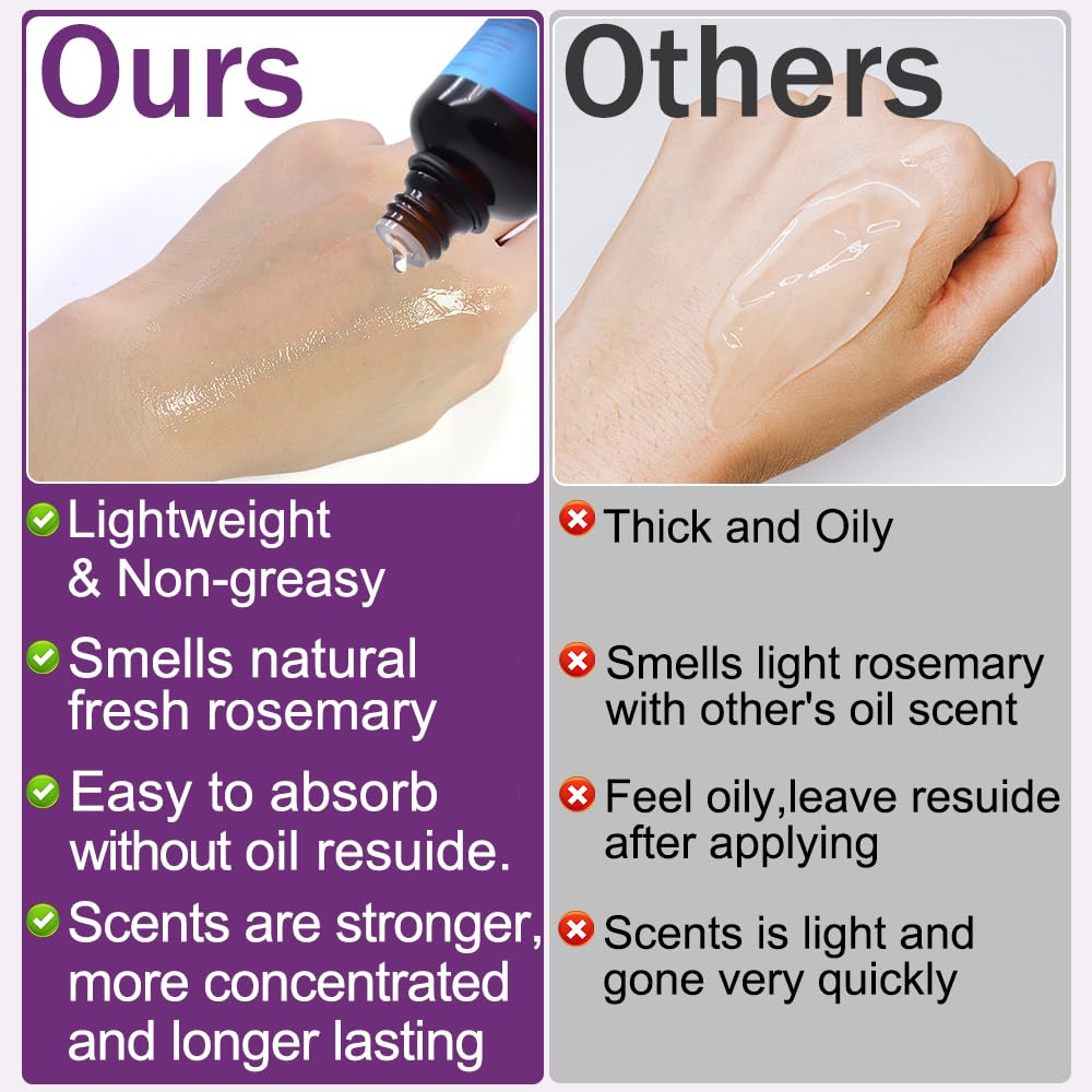 Rosemary Oil for Hair Growth,100% Pure Undiluted Light-Weight Non-Greasy Rosemary Essential Oil