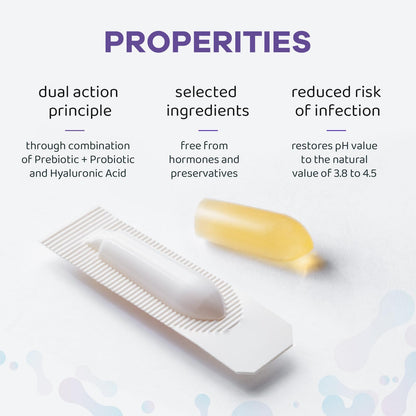 Vaginal Probiotic Suppositories, Prebiotic Infused with Hyaluronic Acid, Tea Tree, and Vitamin C&E