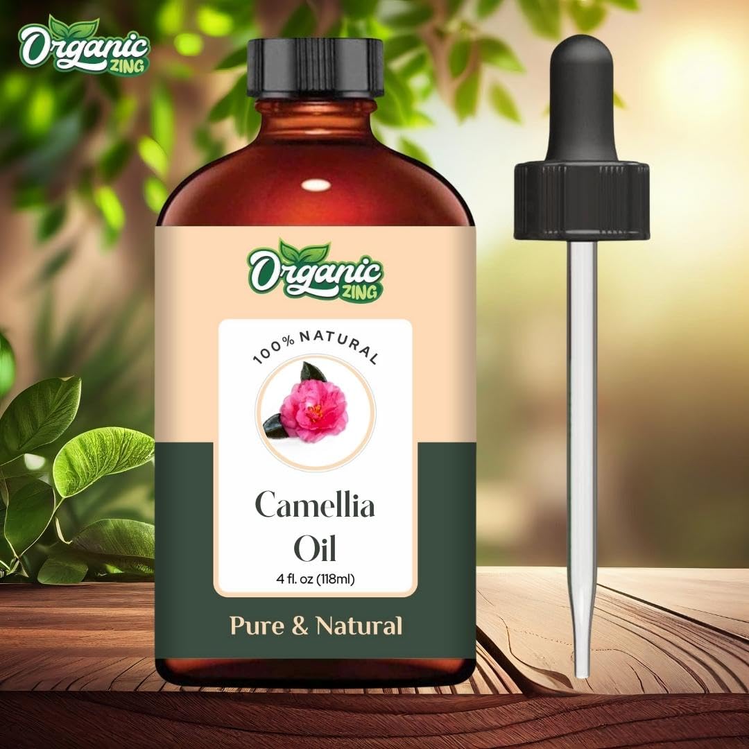 Organic Zing Camellia (Camellia Japonica) Oil - Pure & Natural Carrier Oil for Skincare, Hair Care & Massage