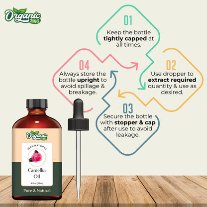 Organic Zing Camellia (Camellia Japonica) Oil - Pure & Natural Carrier Oil for Skincare, Hair Care & Massage