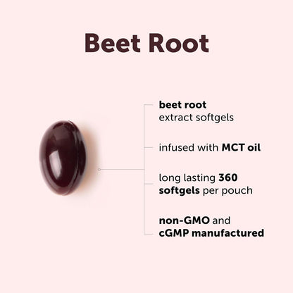 Micro Ingredients Beet Root Extract, 360 Softgels with MCT Oil - Natural Beet Root Source - Beetroot Supplements - Non-GMO
