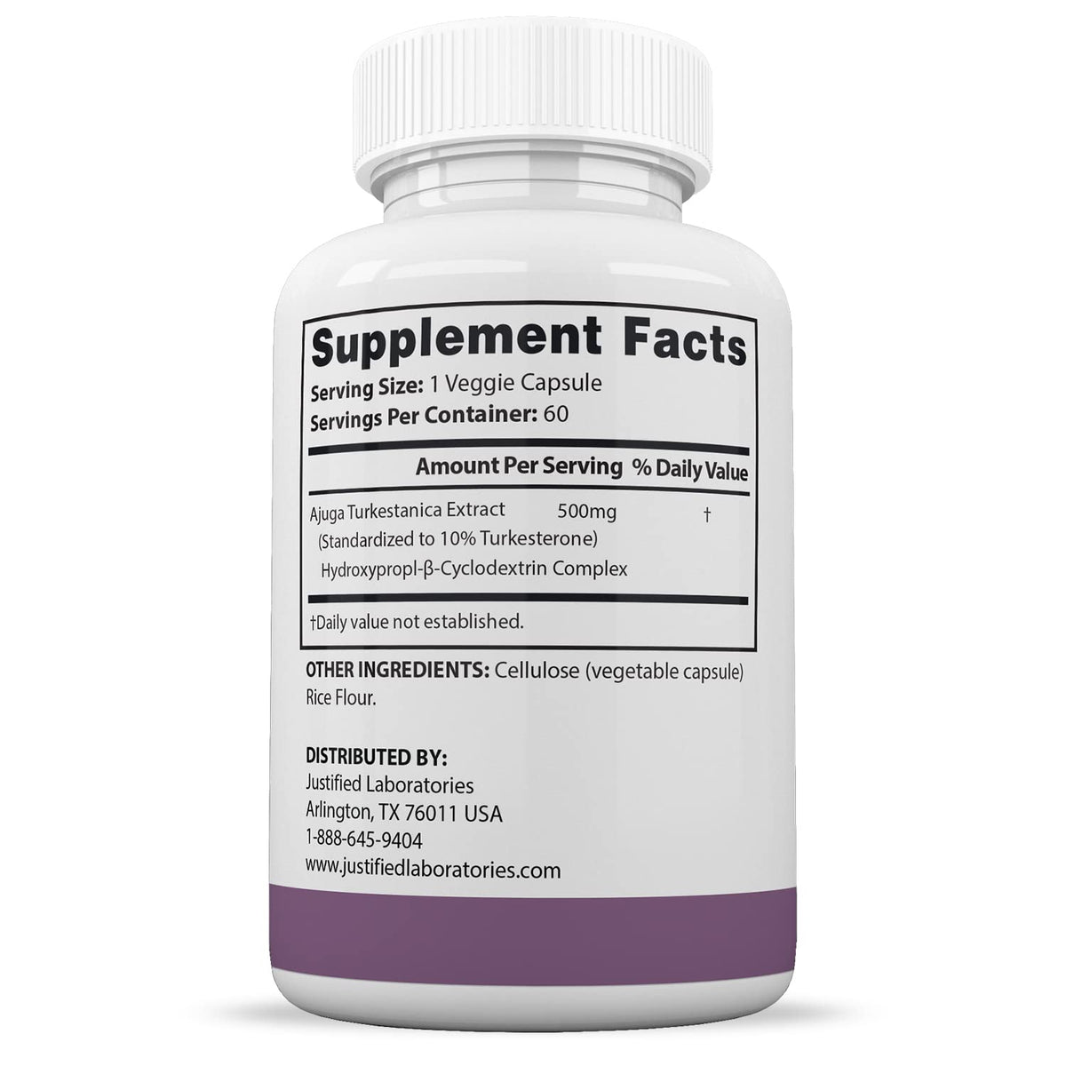 Justified Laboratories (5 Pack Turkesterone 500mg 10% Standardized Naturally Increase
