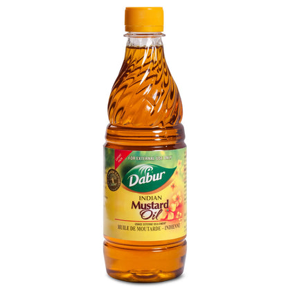Dabur Kachi Ghani Mustard Oil - Oil for Skin and Hair Care, Cold-pressed Oil Body Massage, Therapeutic-Grade Mustard Oil, Natural Oil from Mustard Seeds, Unrefined Mustard Oil (500 ml)