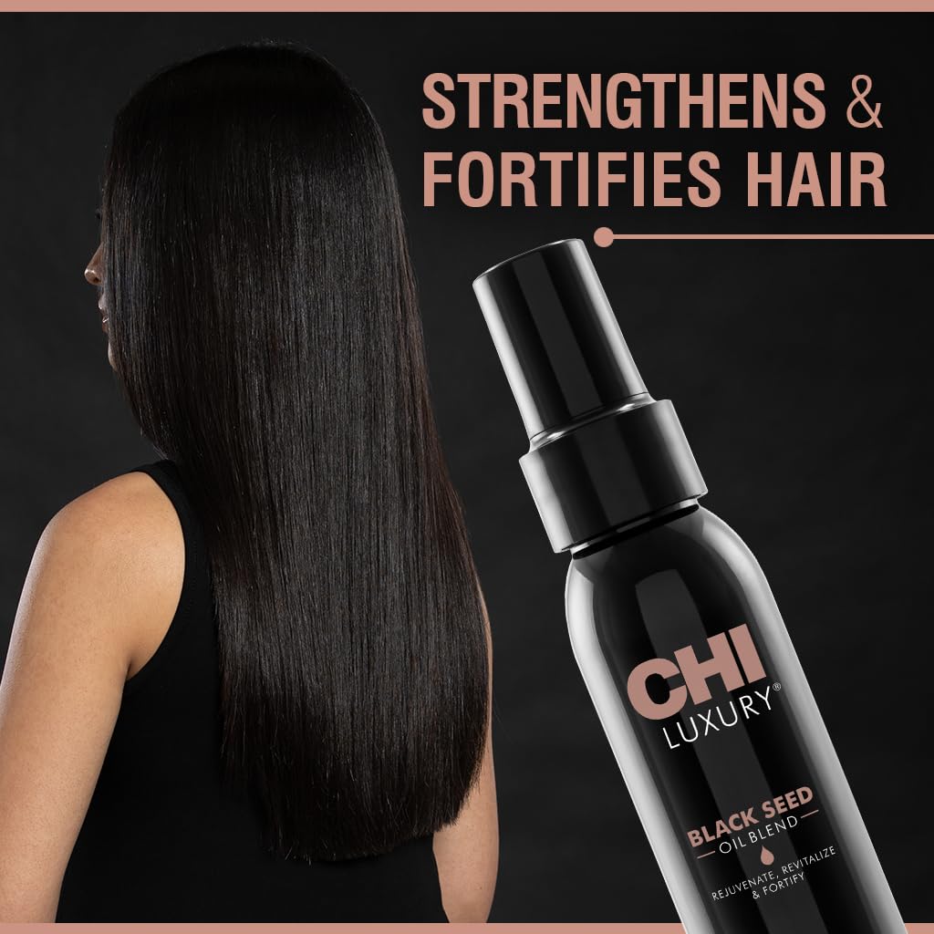 CHI Luxury Black Seed Oil Blend Dry Oil, Revitalizing & Nourishing Hair Oil, Creates Smooth & Shiny Hair, Sulfate, Paraben, & Cruelty-Free, 3 Oz