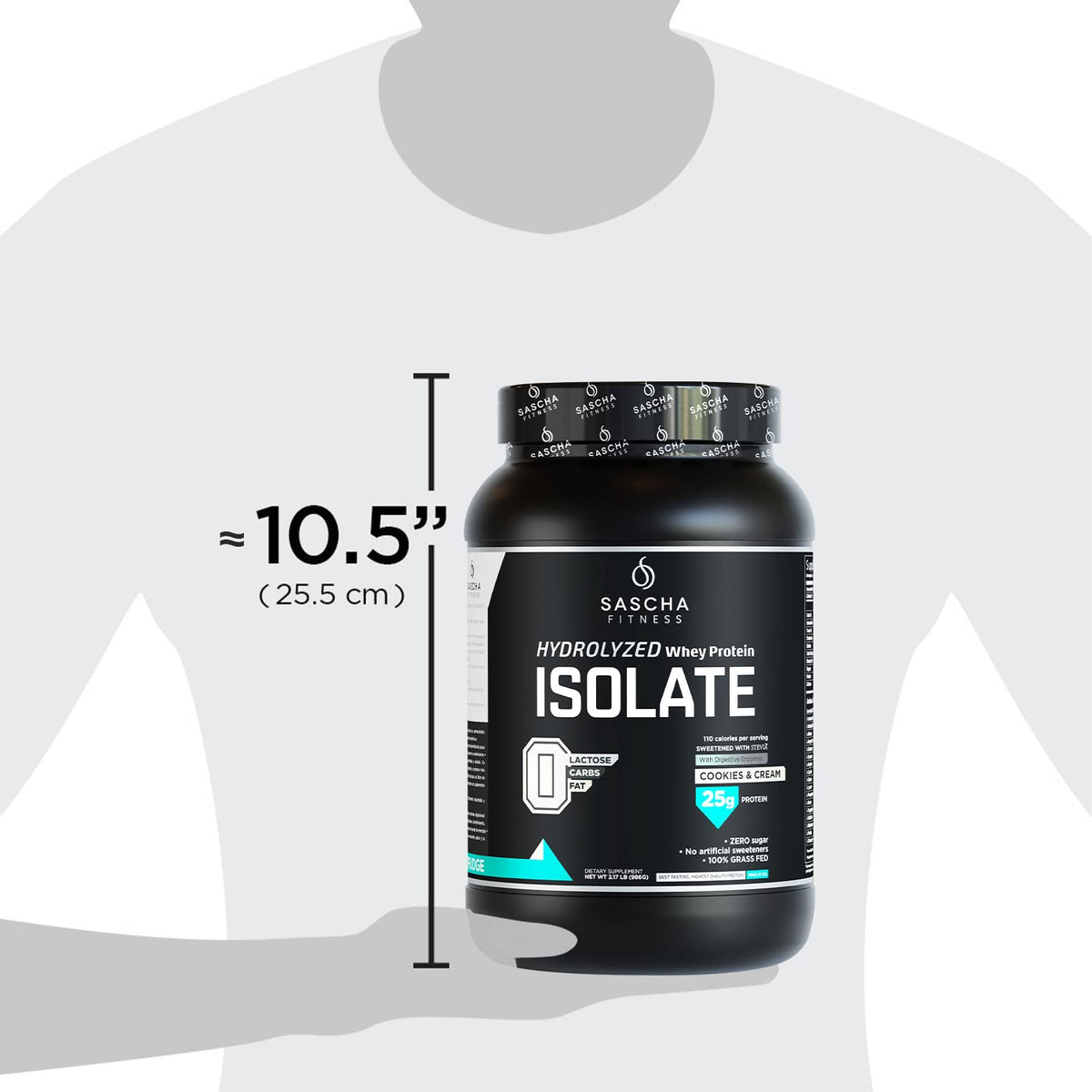 SASCHA FITNESS Hydrolyzed Whey Protein Isolate,100% Grass-Fed (2 Pounds, Cookies