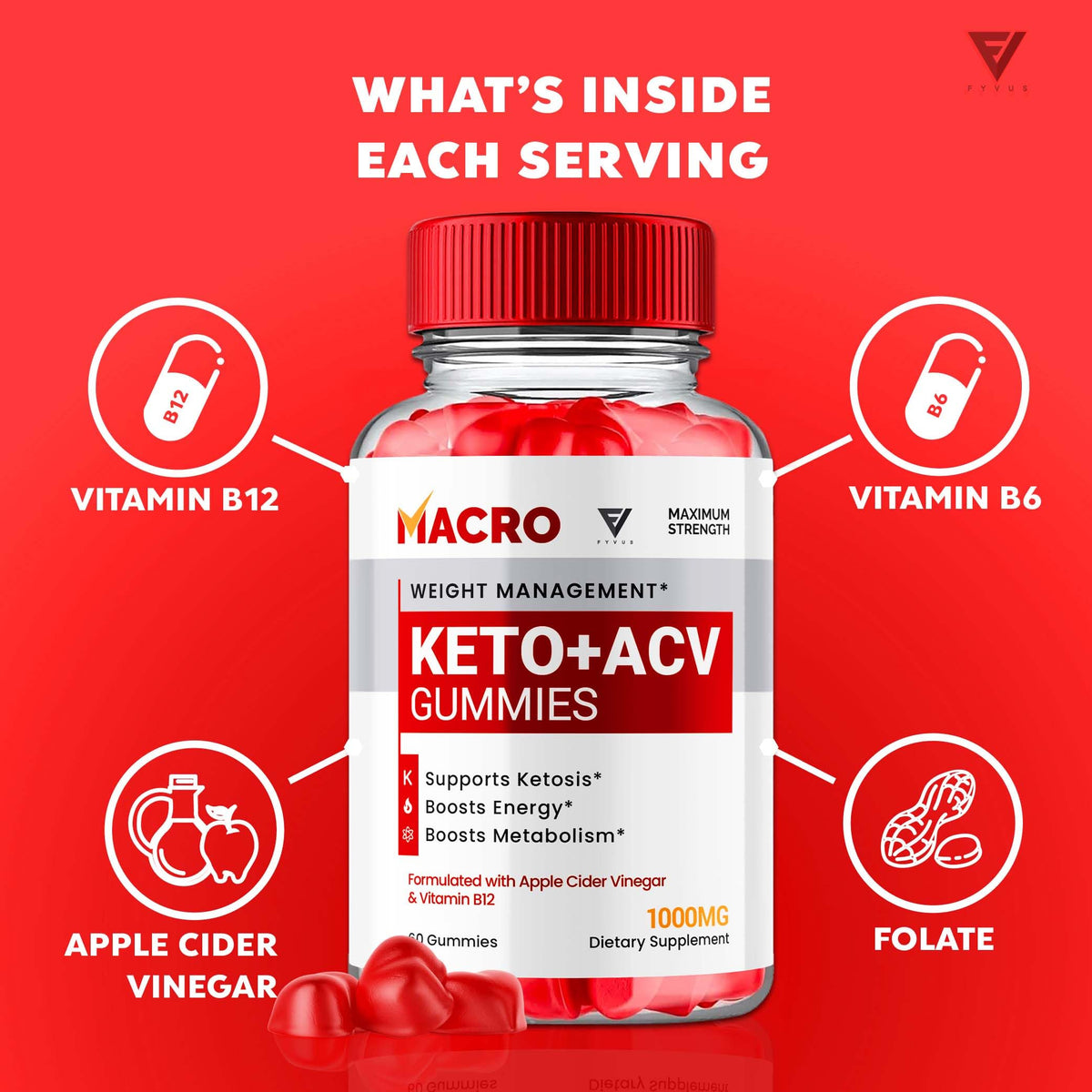 Macro Keto ACV Gummies Advanced Apple Cider Vinegar Vitamin Supplement