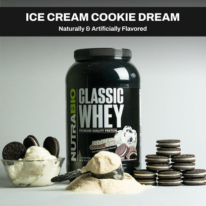 NutraBio Classic Whey Protein Powder- 25G of Protein Per Scoop - Ice Cream Cookie