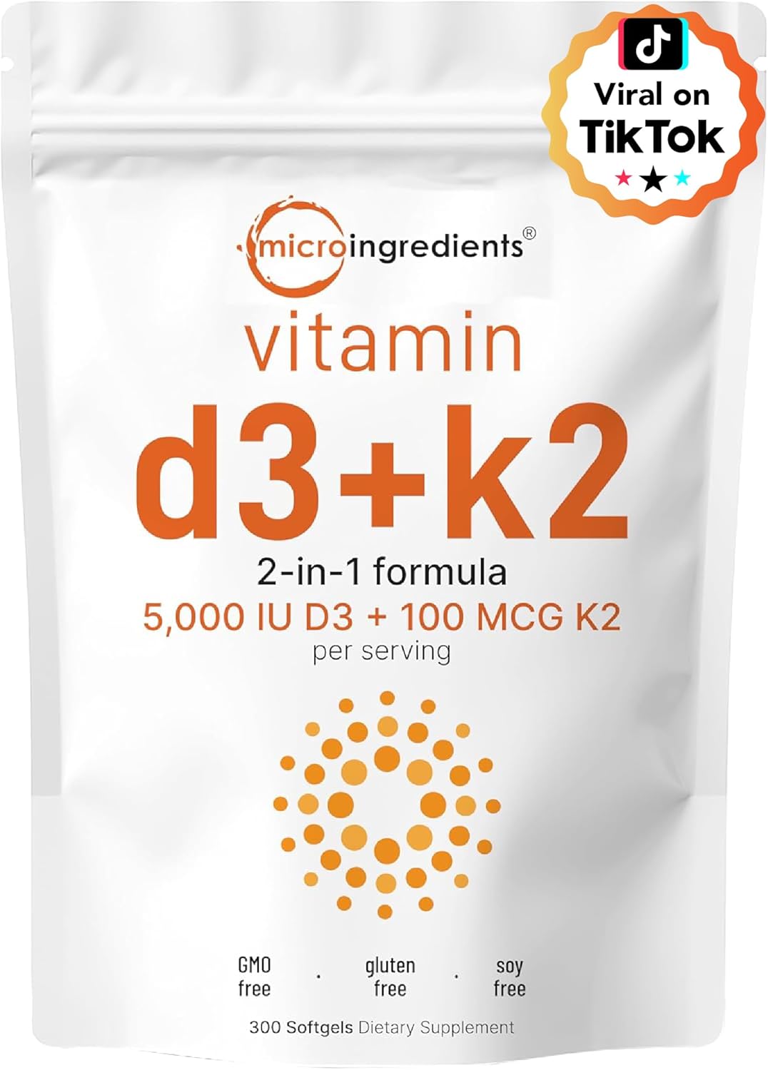Micro Ingredients Vitamin D3 5,000iu + K2 100mcg Softgels & Pure Triple Magnesium Complex 400mg Capsules - 2 Pack Bundle - Essential D & K Sunshine Vitamins - Glycinate, Malate, & Taurate Forms