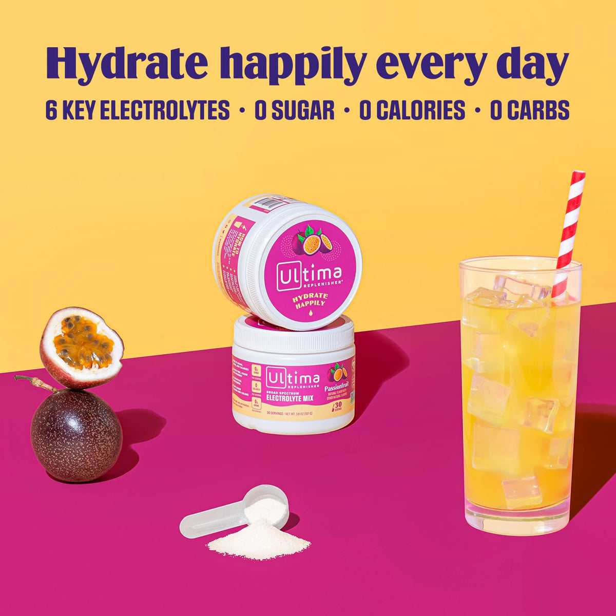 Ultima Replenisher Daily Electrolyte Drink Mix - Passionfruit, 30 Servings - Hydration
