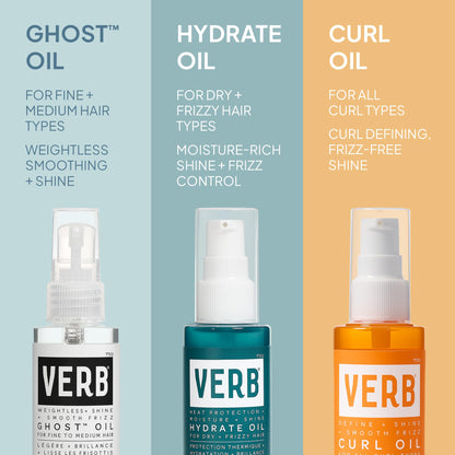 VERB Ghost Oil, 2 fl oz- Weightless Hair Oil for Fine to Medium Hair - Smooths Frizz, Adds Shine - No Parabens, Gluten or Harmful Sulfates