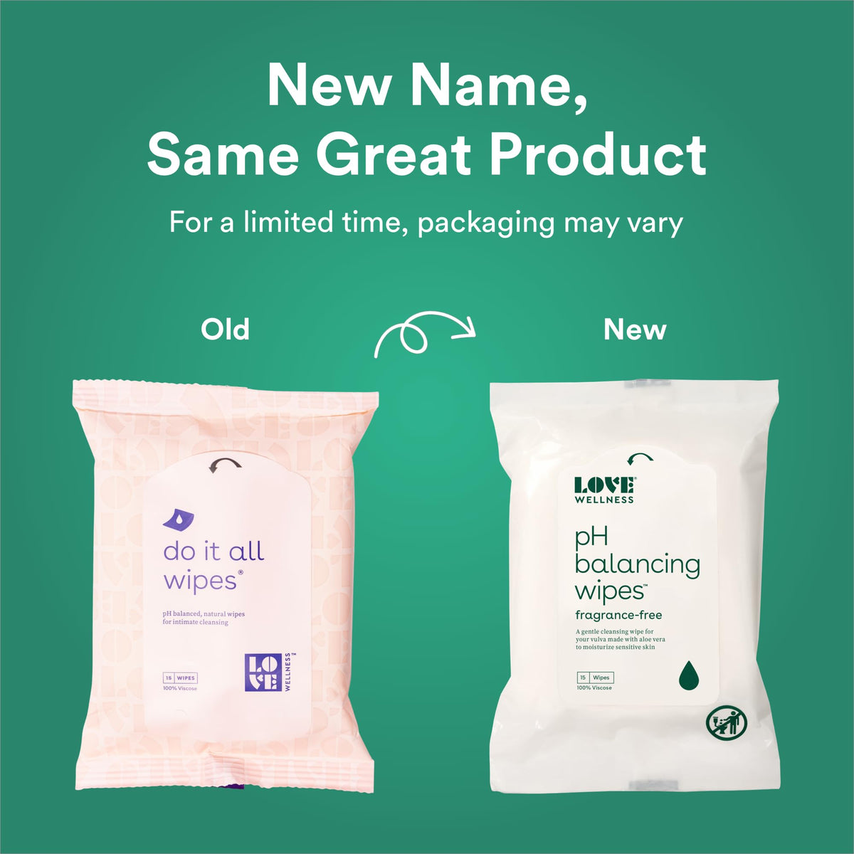Love Wellness pH Balancing Wipes for Women - Feminine Hygiene for Cleansing with Aloe Vera