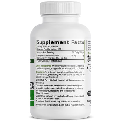 Bronson Ginkgo Biloba Extra Strength Brain & Memory Support 120 Capsules - Vegetarian, Non-GMO, Gluten Free, Soy Free, Memory, Cognitive & Brain Health Support