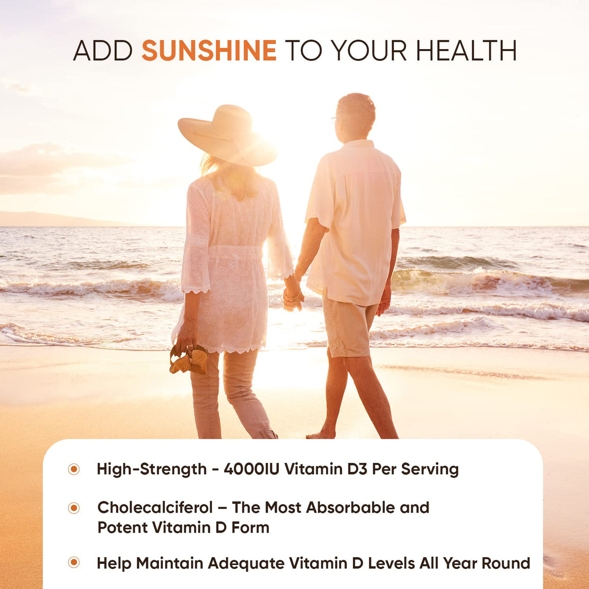 Vitamin D3 4000 IU - 400 High Strength Vitamin D Tablets (1+ Year Supply) - Vegetarian