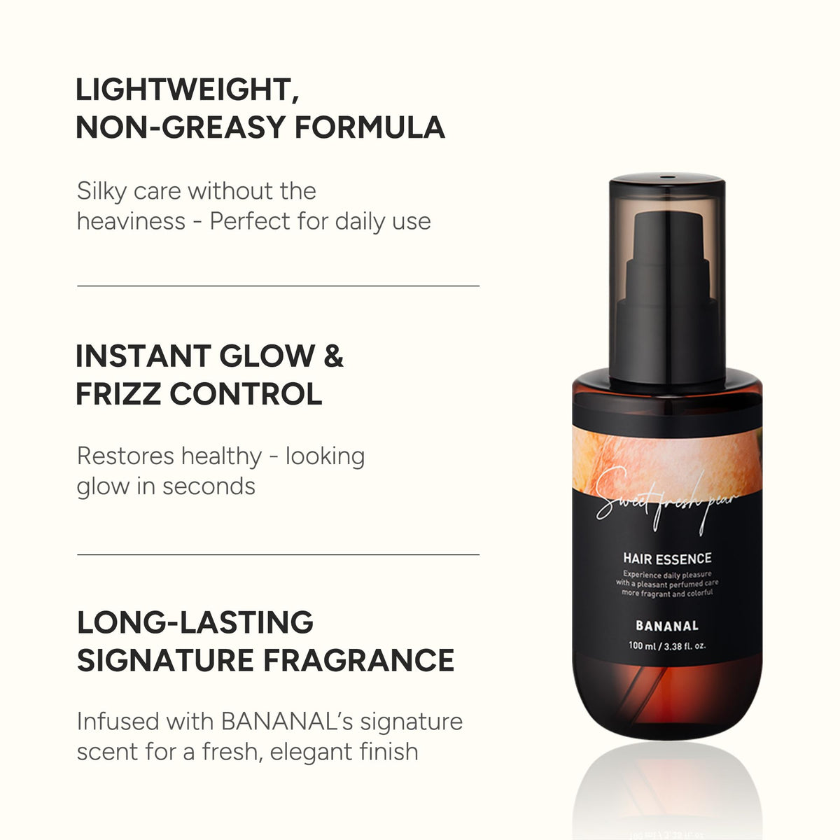 BANANAL 2-in-1 Hair Serum & Perfume Oil - Korean Hair Care, Moroccan Argan Oil & 12 Amino Acids for Dry Damaged Hair, Anti-Frizz Glass Hair Shine, Paraben-Free, Sweet Fresh Pear, 3.38 fl oz