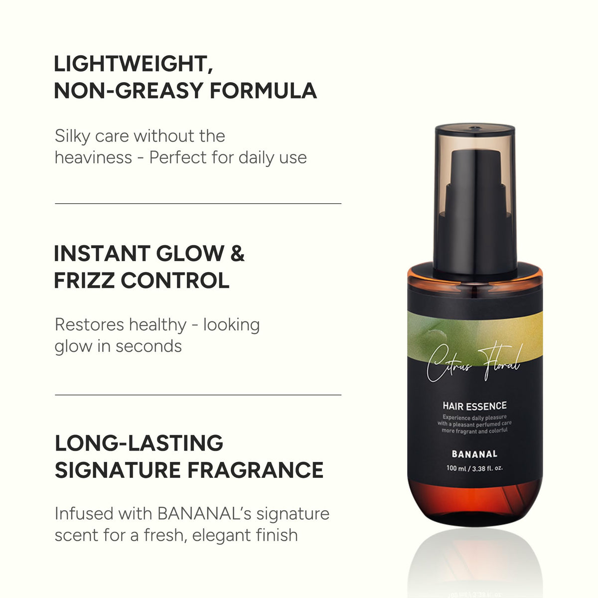 BANANAL 2-in-1 Hair Serum & Perfume Oil - Korean Hair Care, Moroccan Argan Oil & 12 Amino Acids for Dry Damaged Hair, Anti-Frizz Glass Hair Shine, Paraben-Free, Citrus Floral, 3.38 fl oz