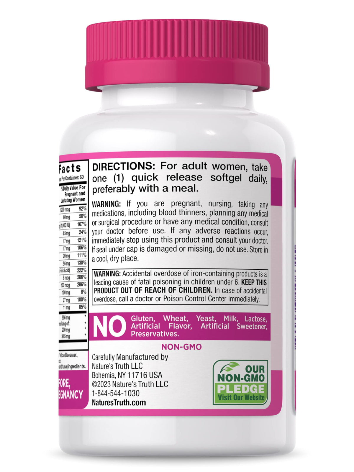 Prenatal Vitamins with DHA and Folic Acid - 60 Softgels - Non-GMO & Gluten Free Supplement