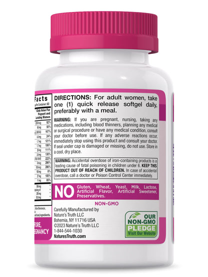 Prenatal Vitamins with DHA and Folic Acid - 60 Softgels - Non-GMO & Gluten Free Supplement