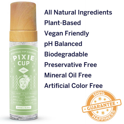Pixie Menstrual Cup Cleaner Wash + Foaming Dispenser + More Wash in Bottle Than Any Other Brand