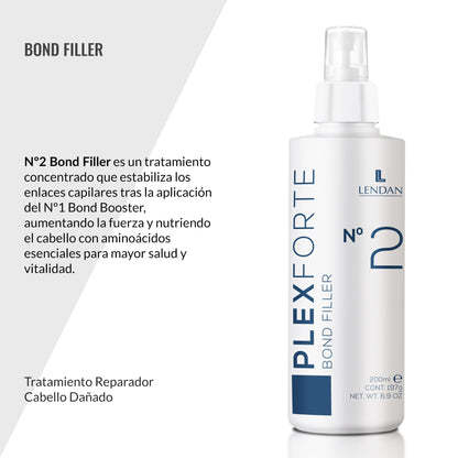 Lendan - Damaged Hair Repair Treatment - Plex Forte Nº2 Bond Filler - 200 ml - Strengthens Hair - Nourishes and Repairs Damaged Hair - Preserves Color Longer - Heat Protector