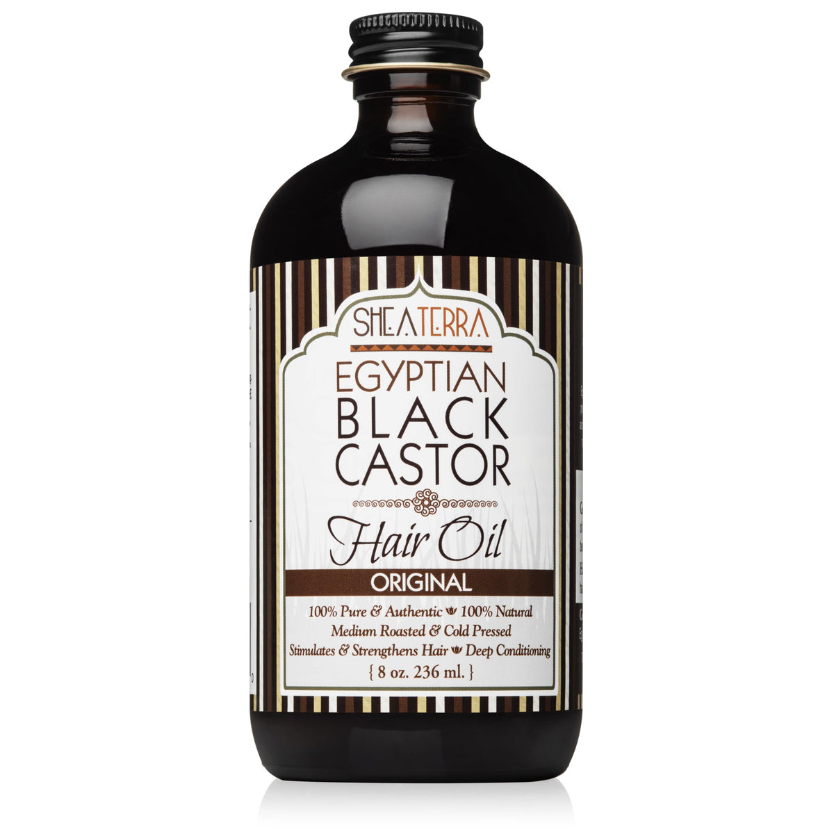 Shea Terra Organics Egyptian Black Castor Oil for Hair Growth - Original - All Natural Hair Treatment - 8 oz (Original)
