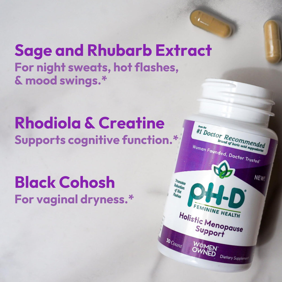 pH-D Feminine Health - Holistic Menopause Support - Oral Supplement with CON-CRET Concentrated Creatine