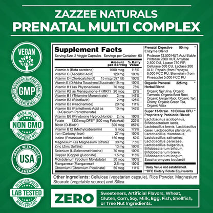 Zazzee Myo-Inositol Capsules and Extra Strength Prenatal Multi Complex