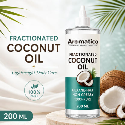 Aromatico Pure Fractionated Coconut Oil, Cold Pressed for Healthy Hair & Skin, Natural solution for Moisturised Skin, Hair Care & Body - 7 fl oz
