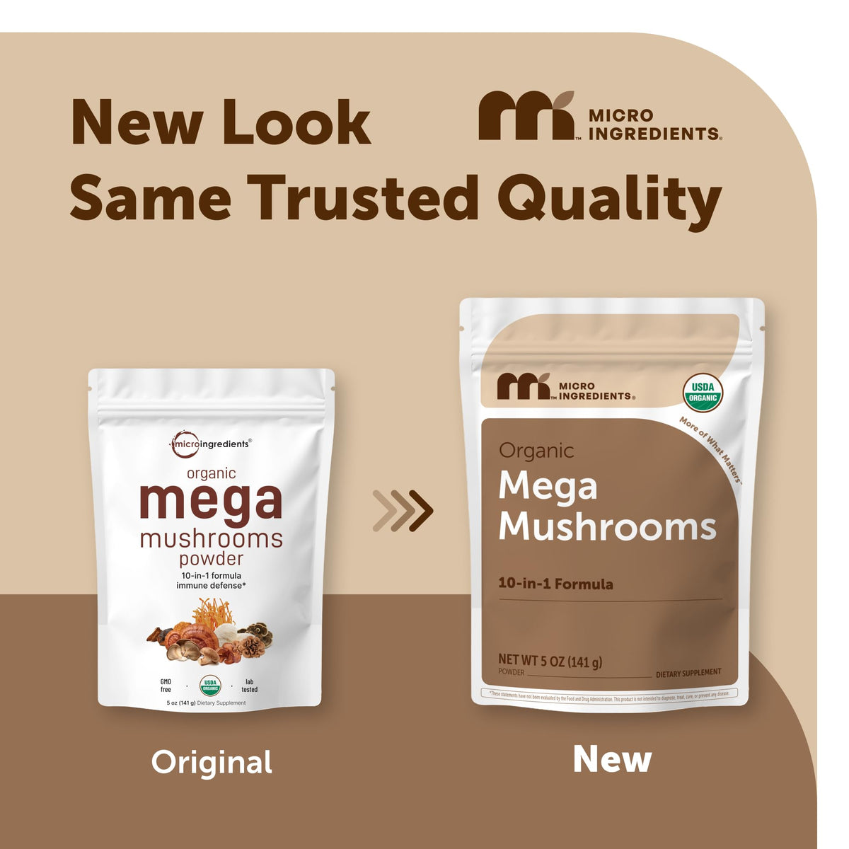 Micro Ingredients Organic Mega Mushroom Powder, 5oz (141 Days Supply) - 10-in-1 with Chaga, Lion’s Mane, Cordyceps & More - Great for Smoothies & Daily Use - Non-GMO, Vegan Friendly