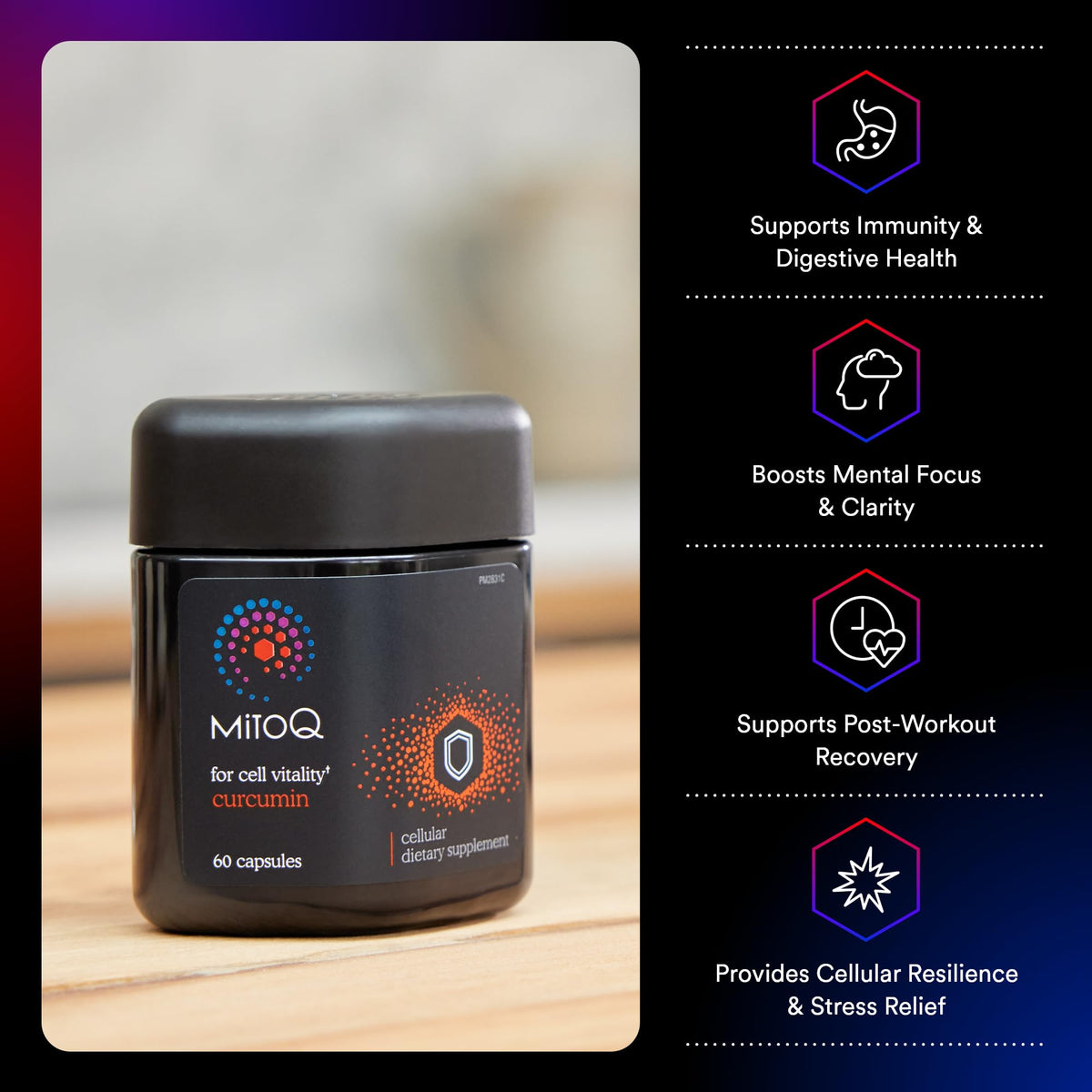 MitoQ Curcumin Longvida Lipidated Formula Mitochondria-targeted Antioxidant - Ultra Bioavailable & Sustained Action Free-Form Curcumin, 60 Capsules