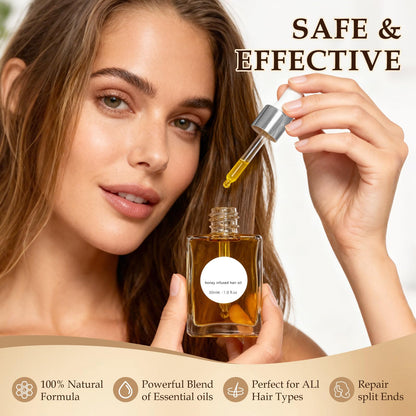 Honey Hair Oil for Dry Damaged Hair - Anti-Frizz Split Ends Treatment, Shine & Smoothness Repair Serum, Nourishing Leave-In Conditioning for Curly & Frizzy Hair, Adds Glossy Shine & Healthy Look