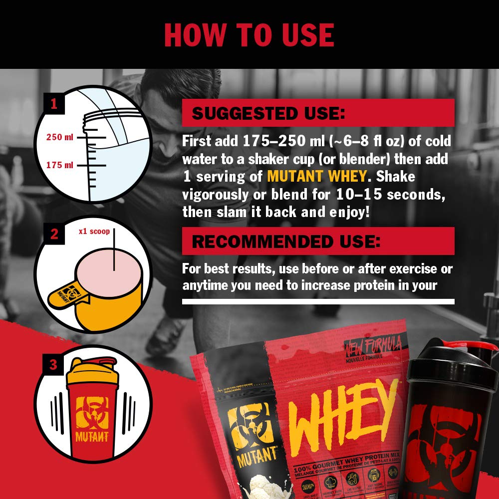 Mutant Whey - 100% Whey Protein Powder, Gourmet Taste, 22g of Protein, 10.4 g EAAs, 5 g BCAAs