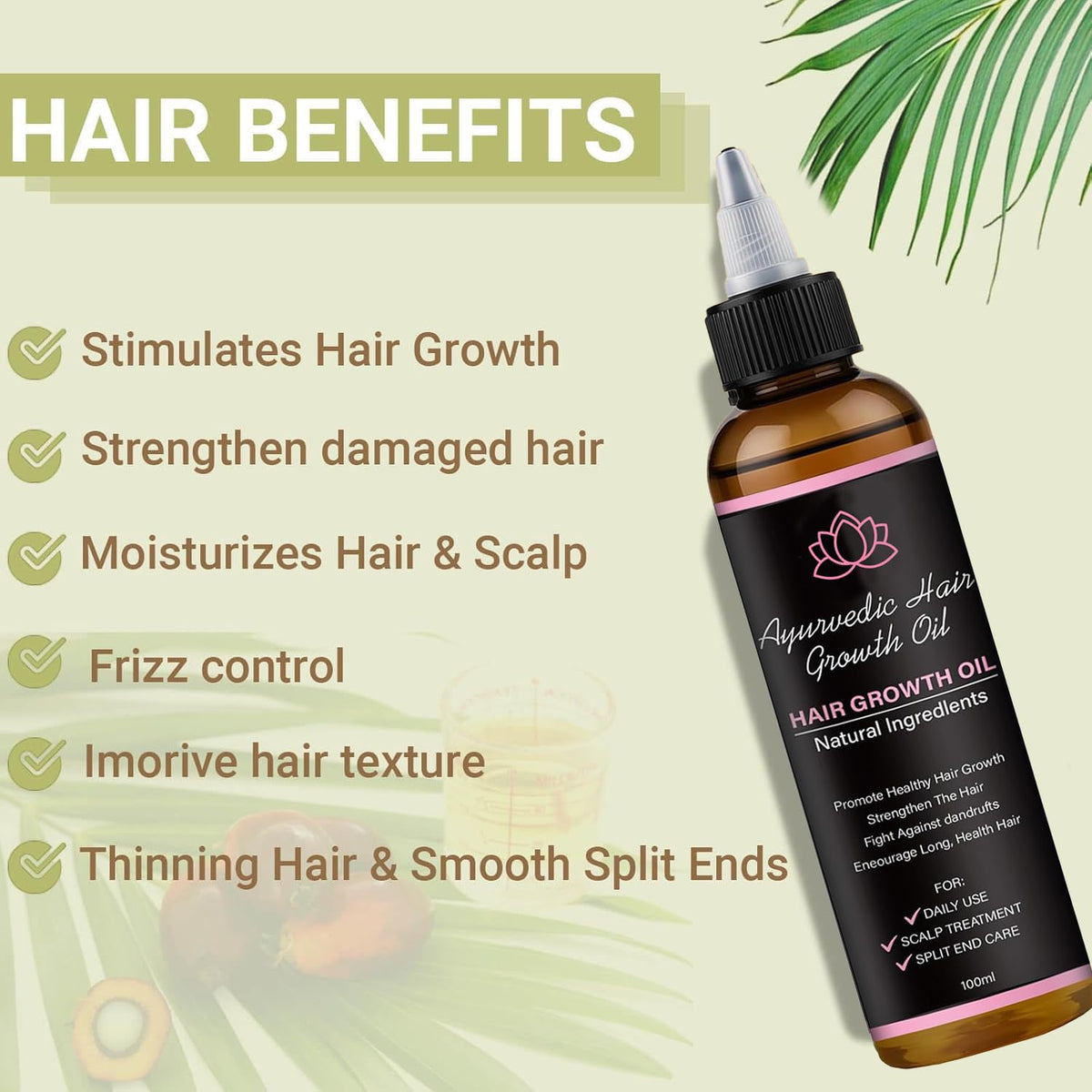 Lifewitqueenp Queenp Ayurvedic Hair Growth Oil, 1pcs