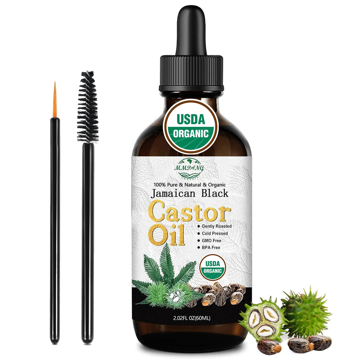 MMPANG Jamaican Black Castor Oil, Organic Cold Pressed Hair Oil Hexane Free