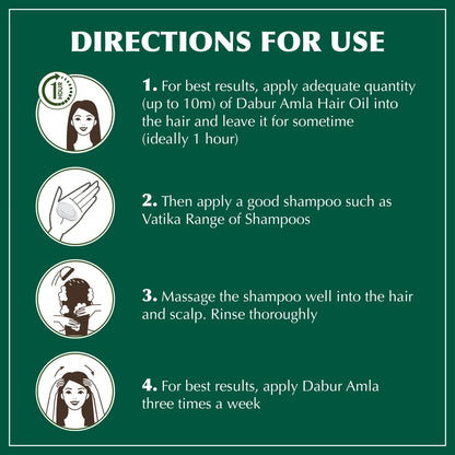 Dabur Amla Hair Oil - Nourishing Herbal Oil with Pure Amla and Botanical Extracts for Healthy, Moisturized Scalp, Strong, Shiny Hair - Ayurvedic Strengthen Roots for Men & Women - 500 ml (Pack of 3)