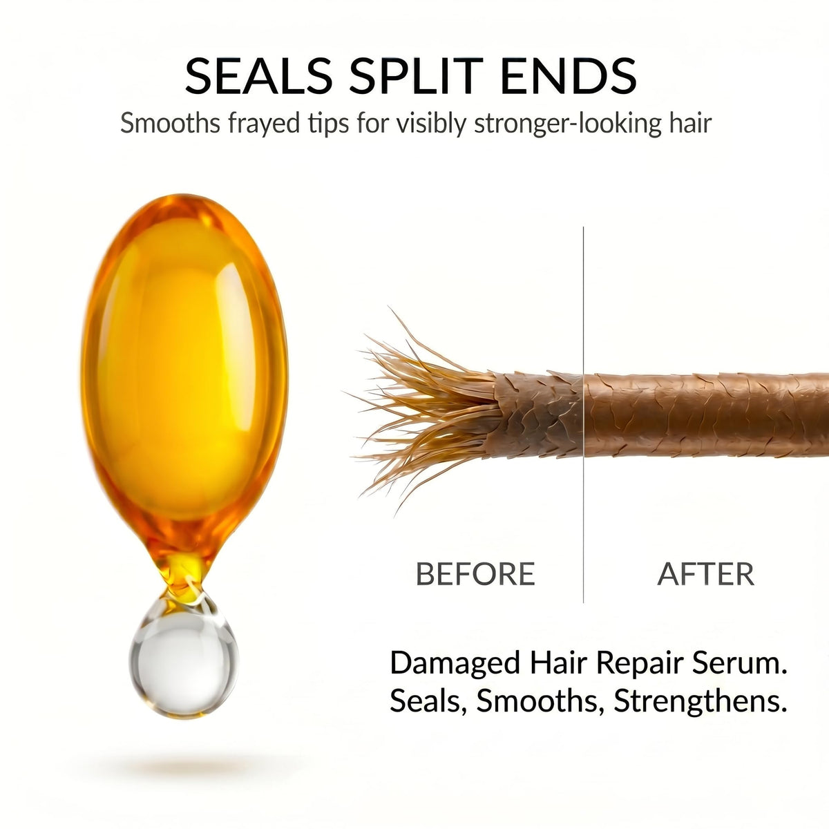 SNOB GIRLS Strength Repair Hair Serum Capsules - Damaged Hair, Split End Repair & Bond Sealing - Argan Oil, Peptides, Ceramides - Vegan, Mineral Oil-Free, Color-Safe - Leave-In Serum - 15Ct