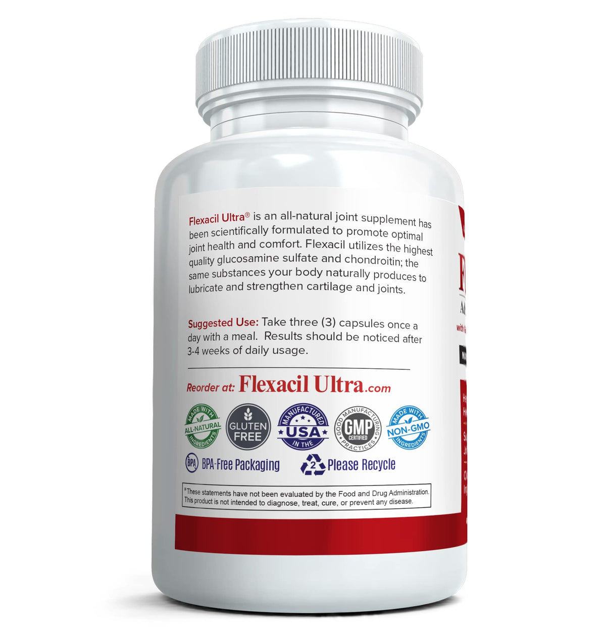 Flexacil Ultra (3 Bottles) Maximum Strength Joint Health & Support Supplement - Glucosami