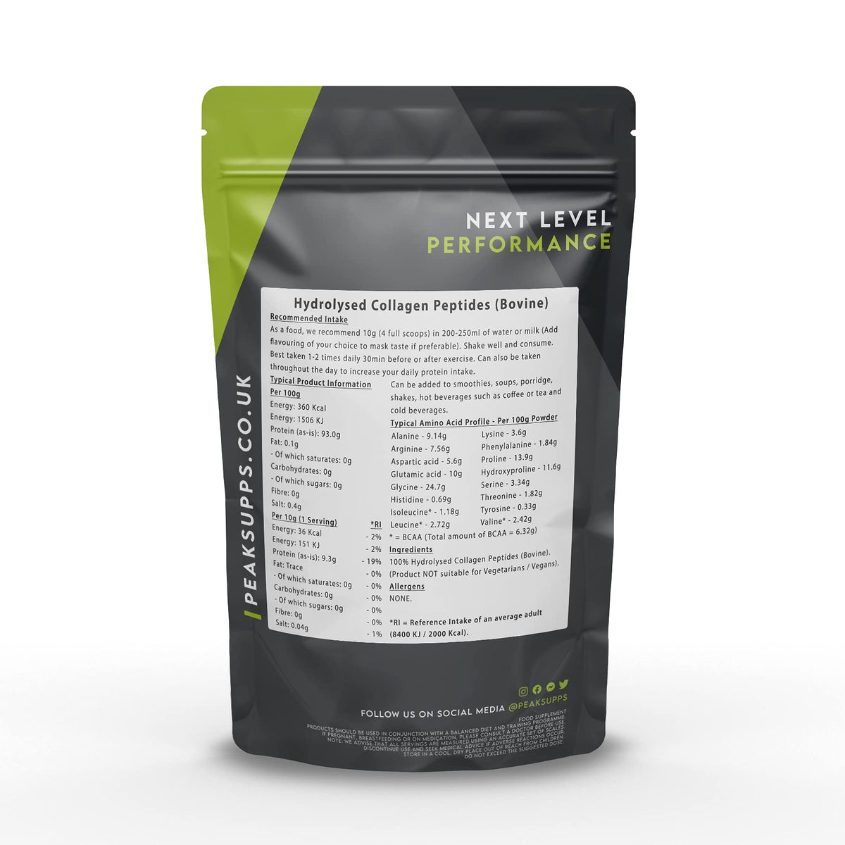Grass Fed Collagen Powder - Pure Hydrolysed Bovine Protein Peptides (1Kg)
