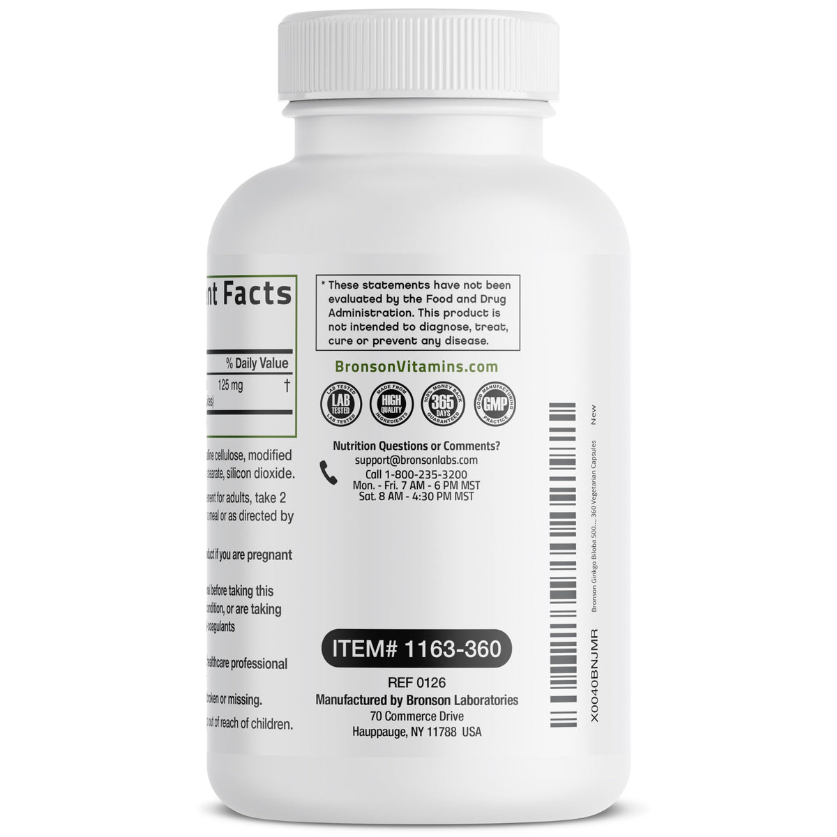 Bronson Ginkgo Biloba Extra Strength Brain & Memory Support 120 Capsules - Vegetarian, Non-GMO, Gluten Free, Soy Free, Memory, Cognitive & Brain Health Support