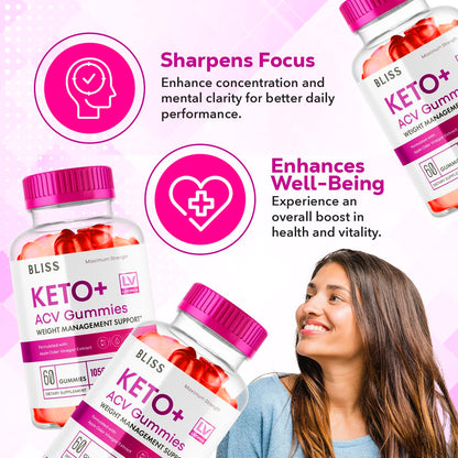 5 Pack - Bliss Keto ACV Gummies Advanced Weight Loss, Bliss ACV Active Gummies