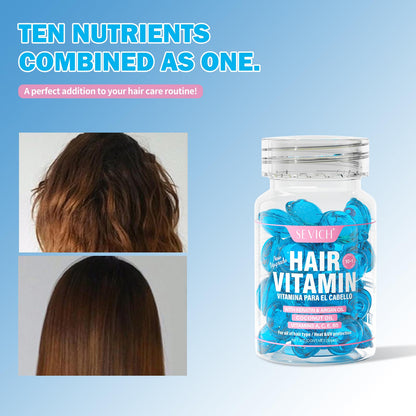 SEVICH Hair Vitamin Capsules 40 Pcs - 10-in-1 Leave-In Conditioner Serum with Keratin & Argan Oil, Heat Protectant up to 450°F, Frizz Control & Deep Hydration for Damaged Hair