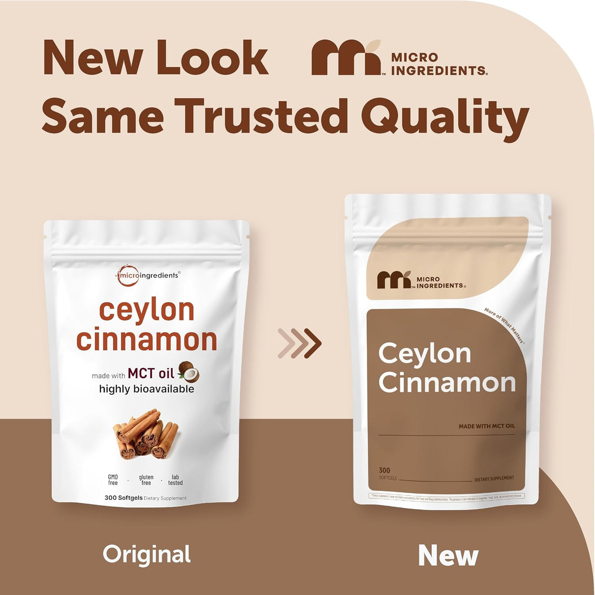 Micro Ingredients Ceylon Cinnamon, 300 Softgels - Cinnamon Supplements with MCT Oil - Non-GMO, Gluten Free - True Ceylon Cinnamon Supplements for Men & Women. Energy & Antioxidant Support*. Non-GMO, Gluten Free