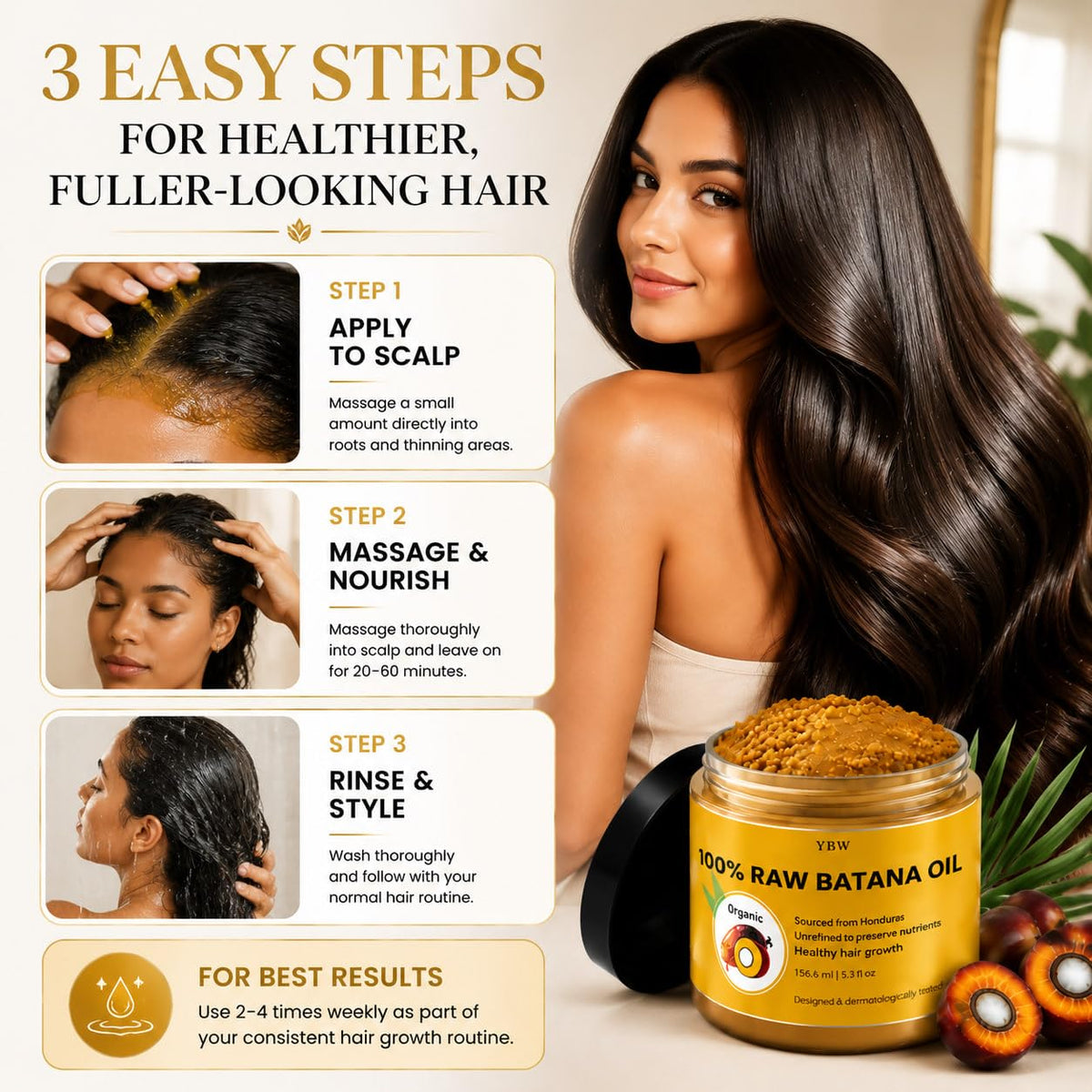 Raw Batana Oil for Hair Growth by Dr. Sebi Organic Raw Honduras Oil - 100% Pure & Natural Botana Paste for Thicker, Stronger Hair for Men and Women
