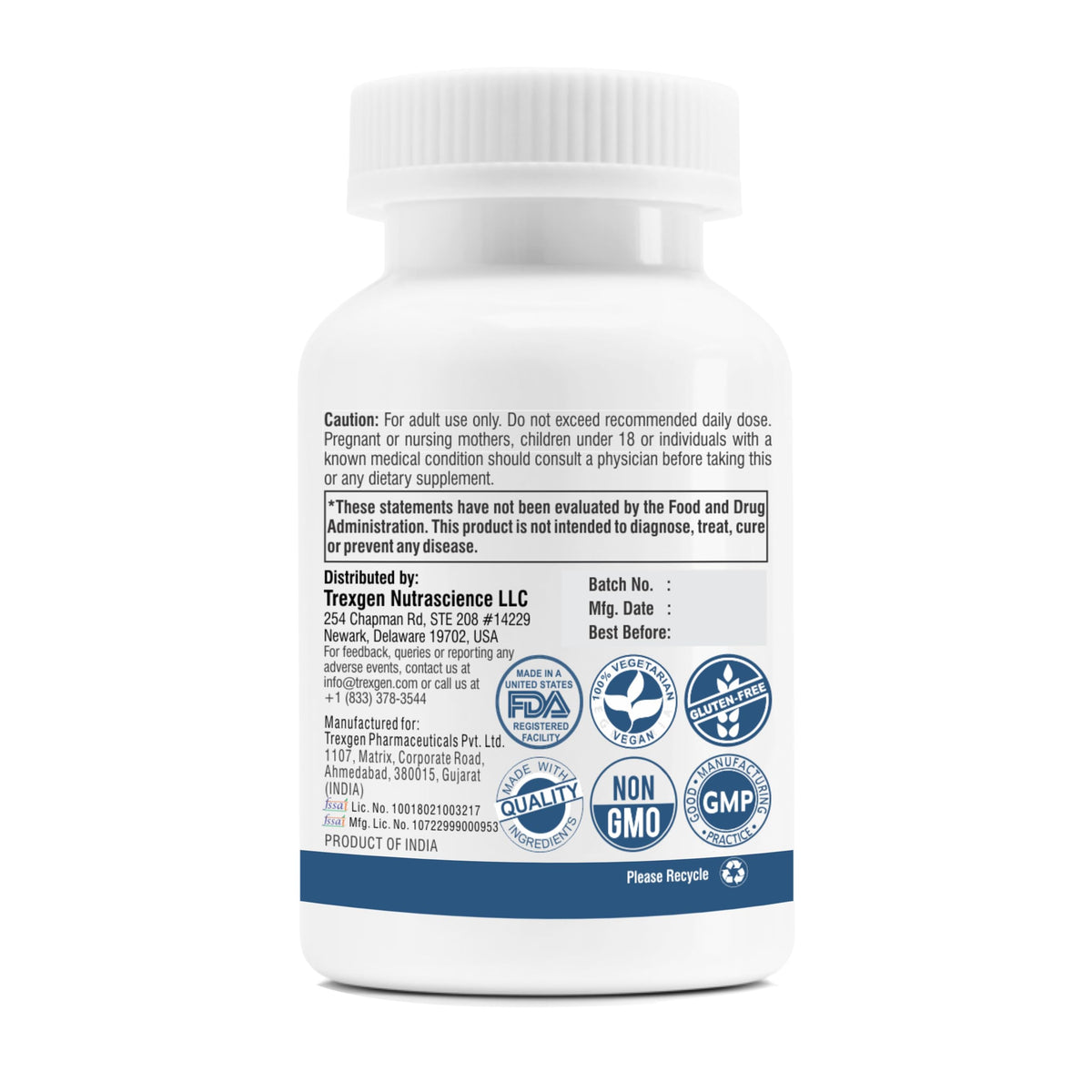 Trexgenics CHASTEBERRY 0.5% Agnuside 400 mg Women's Health Support Vegan & Non-GMO