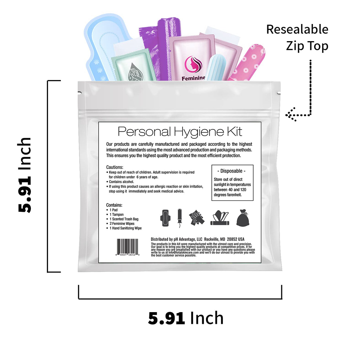 Menstrual Kit All-in-One - Convenience on The Go - Single Period Kit Pack for Travelling, Tweens