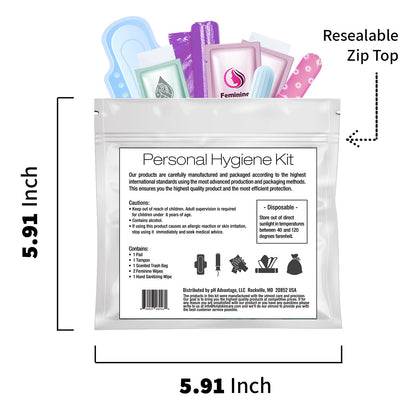 Menstrual Kit All-in-One - Convenience on The Go - Single Period Kit Pack for Travelling, Tweens