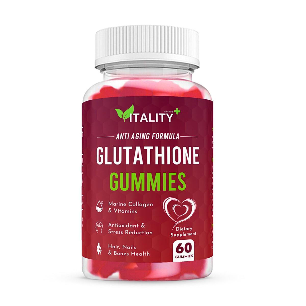 2 Pack Glutathione Gummies - with Marine Collagen - 1050mg per Serving - Antioxidant Support