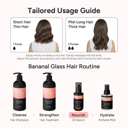 BANANAL 2-in-1 Hair Serum & Perfume Oil - Korean Hair Care, Moroccan Argan Oil & 12 Amino Acids for Dry Damaged Hair, Anti-Frizz Glass Hair Shine, Paraben-Free, Peach Floral Musk, 3.38 fl oz