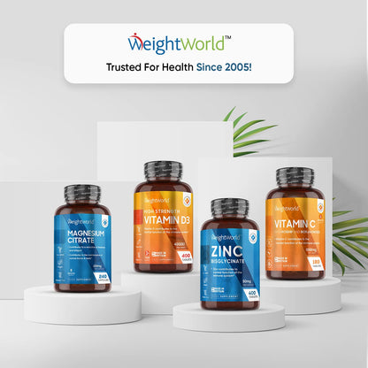 High Strength Zinc Tablets 50mg - 400 Vegan Zinc Bisglycinate Tablets 6+ Months