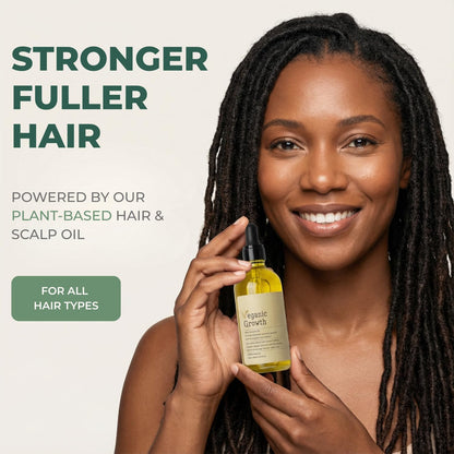 Veganic Natural Hair Growth Oil - Plant Based Vegan Formula, 11 Cold-Pressed Oils including Rosemary & Castor, Scalp Treatment for Reduced Shedding, hair oil for dry hair, Damaged & Split End (2 Oz)