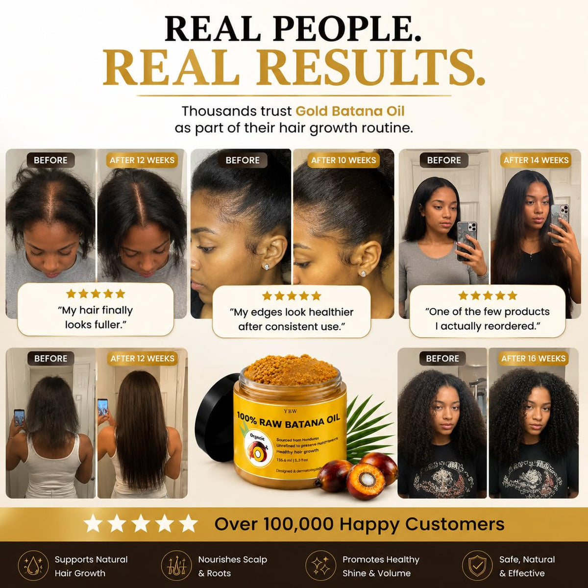 Raw Batana Oil for Hair Growth by Dr. Sebi Organic Raw Honduras Oil - 100% Pure & Natural Botana Paste for Thicker, Stronger Hair for Men and Women